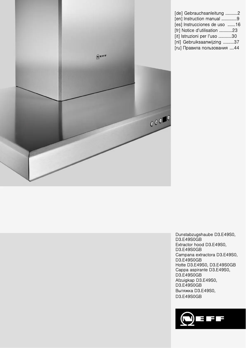 Page n°1 - Manuel utilisateur Neff DSE 3949 S