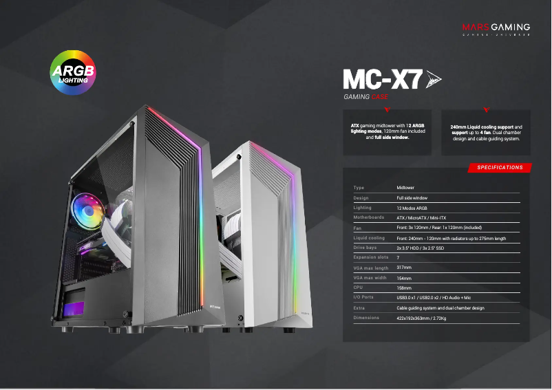 Page n°1 - Fiche technique Mars Gaming MC-X7