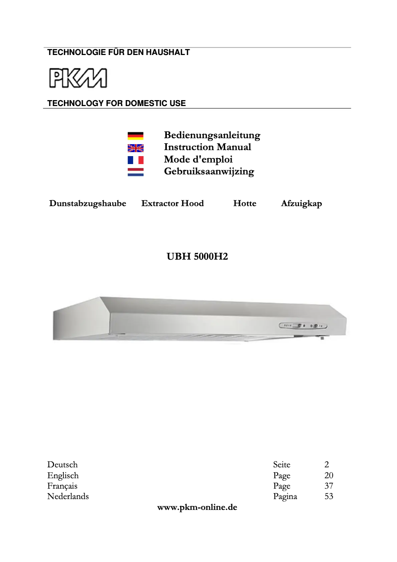 Page 1 de la notice Manuel utilisateur PKM UBH5000H2