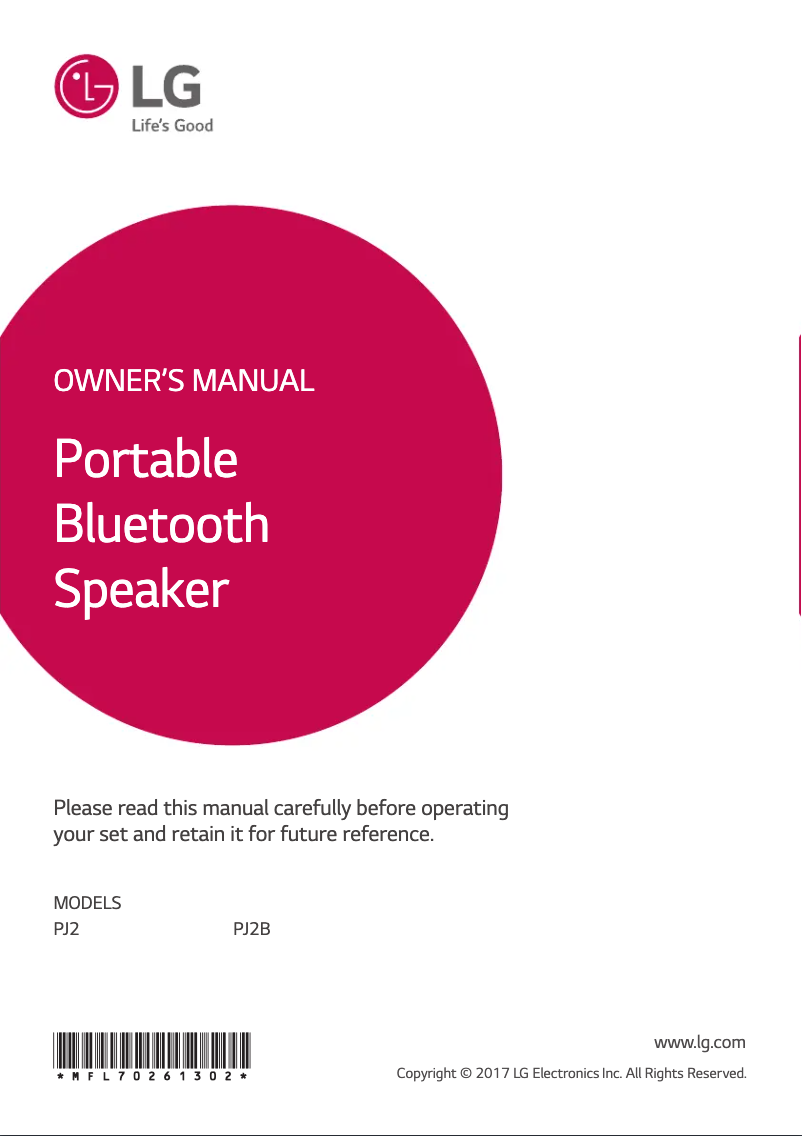 Page n°1 - Manuel utilisateur LG PJ2B