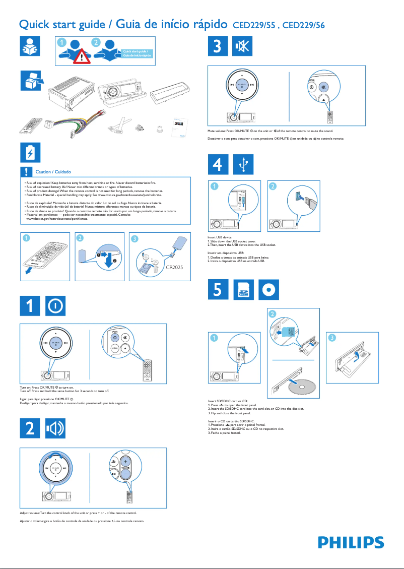 Page n°1 - Guide de démarrage rapide Philips CarStudio CED229