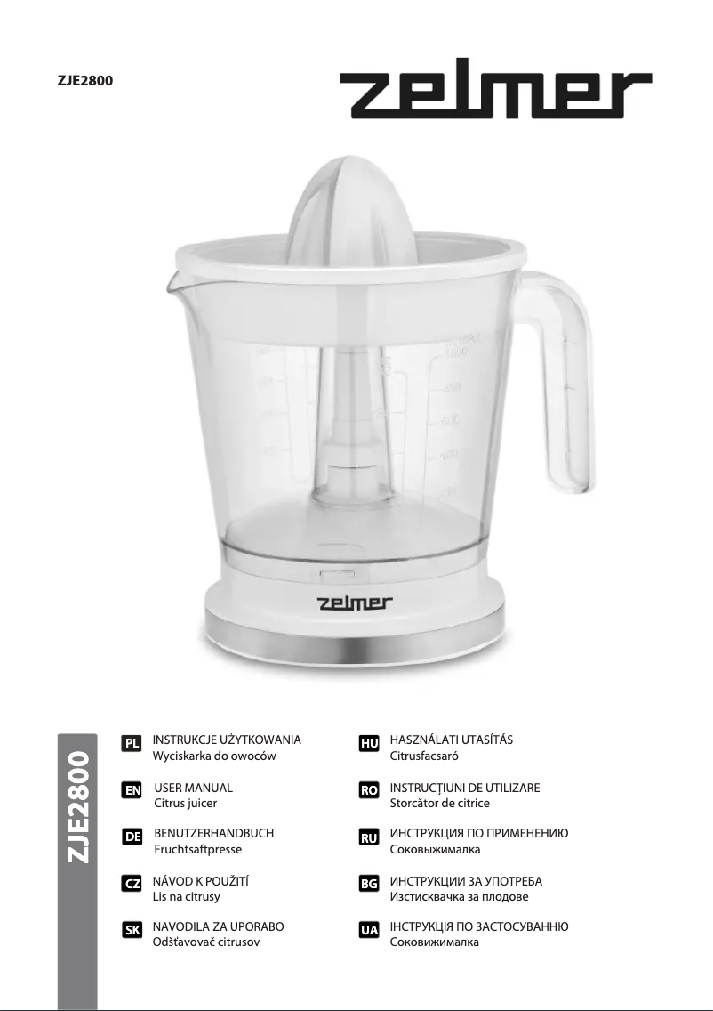 Image de la première page du manuel de l'appareil ZJE2800