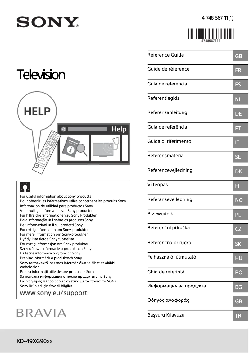 Page 1 de la notice Manuel utilisateur Sony Bravia KD-49XG9005