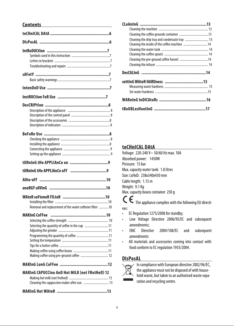 Page n°1 - Manuel utilisateur DeLonghi ECAM 23.120.SB