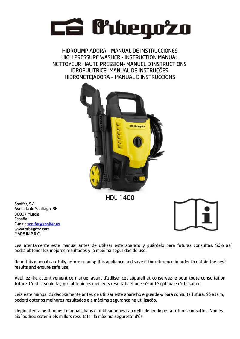 Page n°1 - Manuel utilisateur Orbegozo HDL 1400