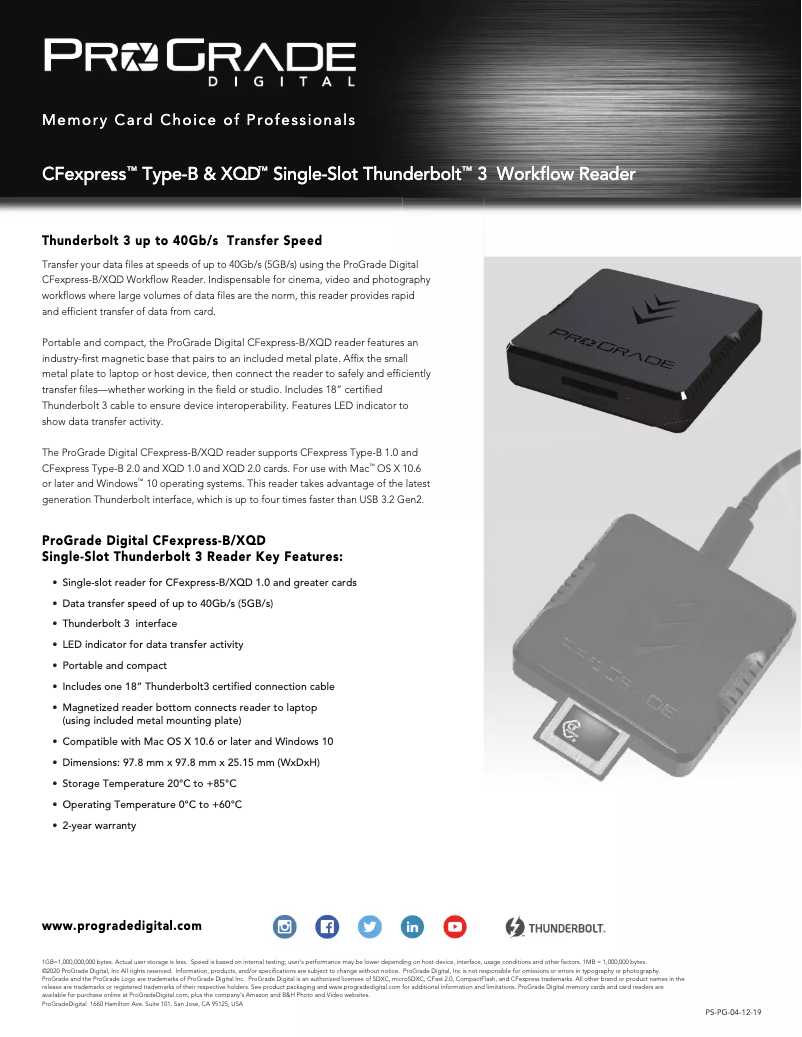 Page n°1 - Manuel utilisateur ProGrade Digital CFexpress Type-B & XQD