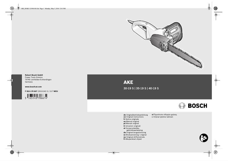 Page 1 de la notice Manuel utilisateur Bosch AKE 35-19 S