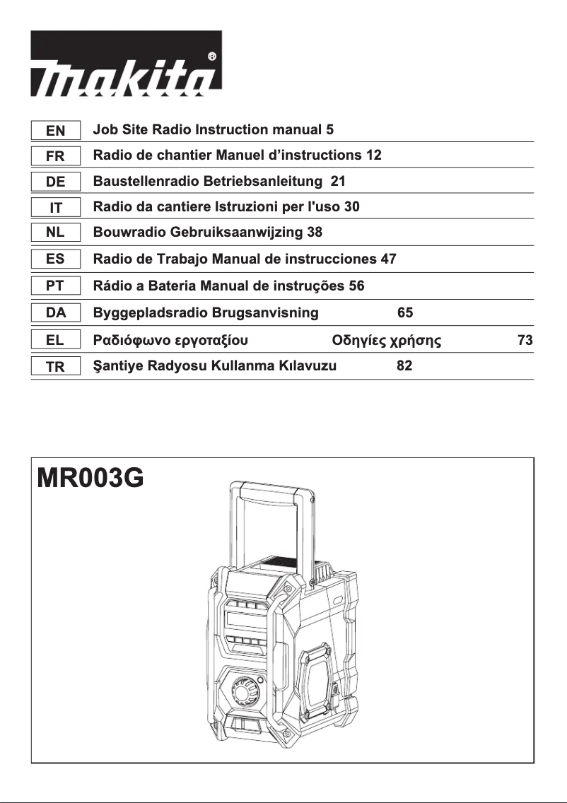Page n°1 - Manuel utilisateur Makita MR003G