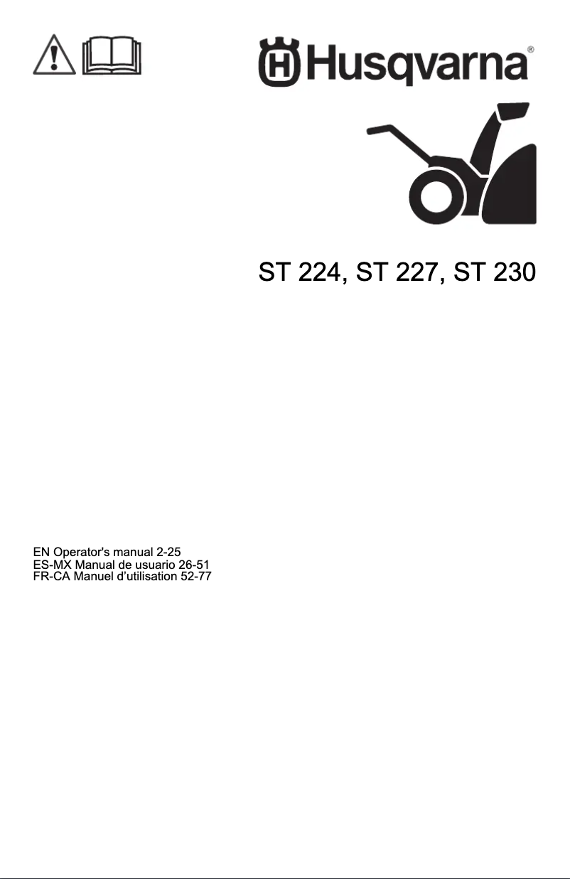 Page n°1 - Manuel utilisateur Husqvarna ST 227P