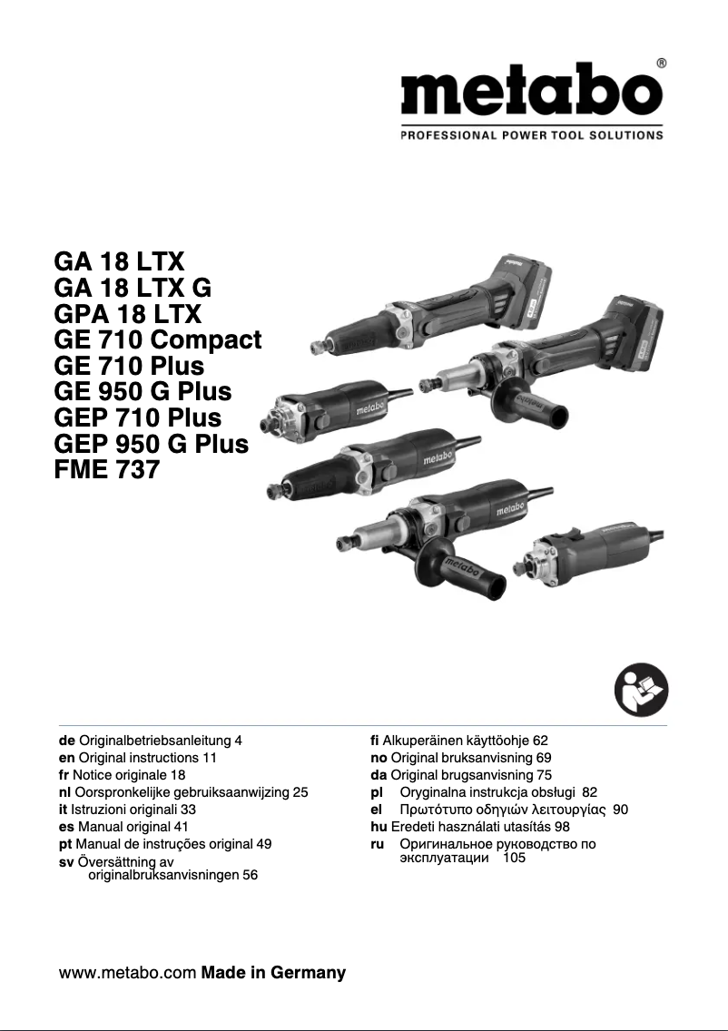 Page 1 de la notice Manuel utilisateur Metabo G 400