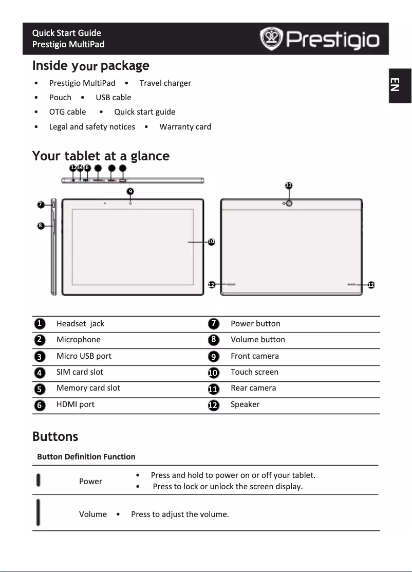 Image de la première page du manuel de l'appareil MultiPad 4 Diamond 10.1 3G