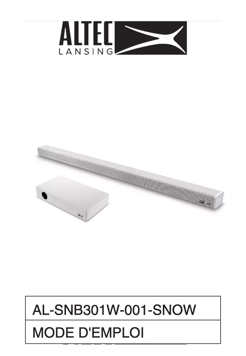Page 1 de la notice Manuel utilisateur Altec Lansing Snow Sound Bar AL-SNB301W-001-SNOW