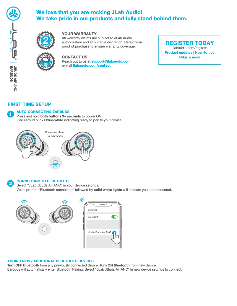 Image de la première page du manuel de l'appareil JBuds Air ANC