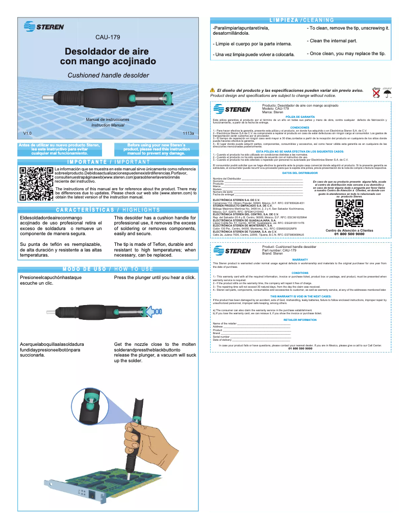Page 1 de la notice Manuel utilisateur Steren CAU-179