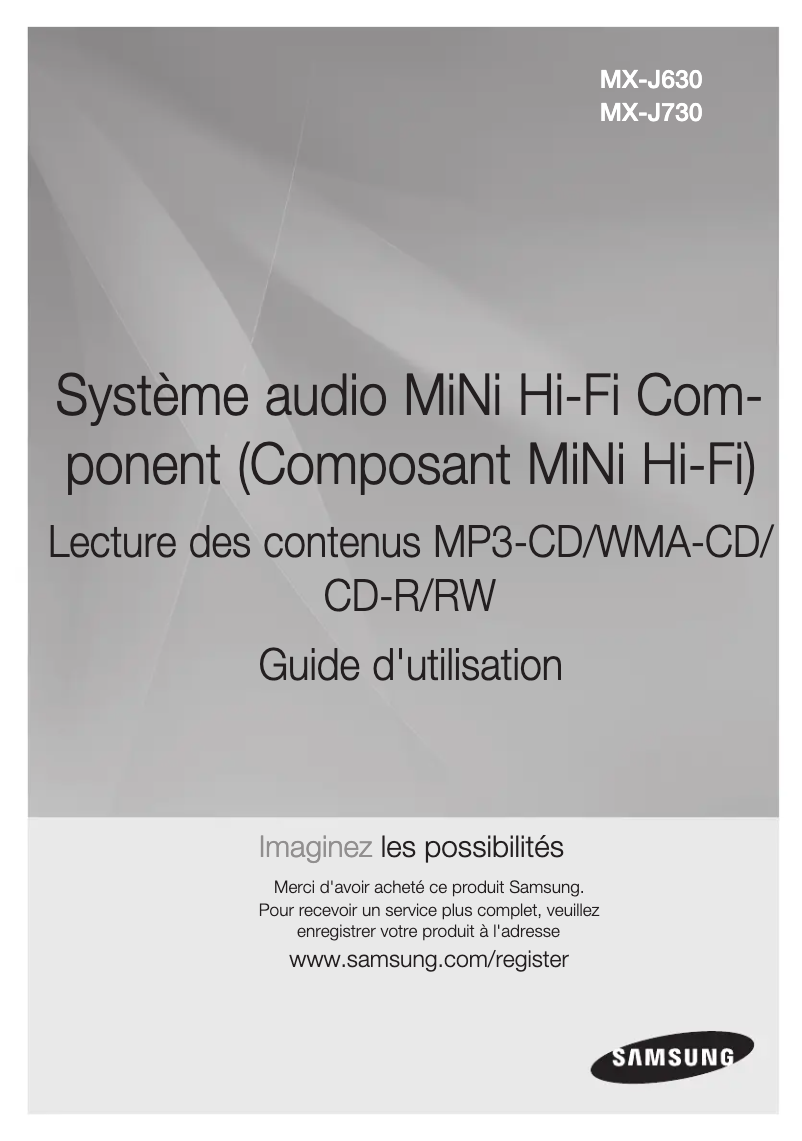 Image de la première page du manuel de l'appareil MX-J630