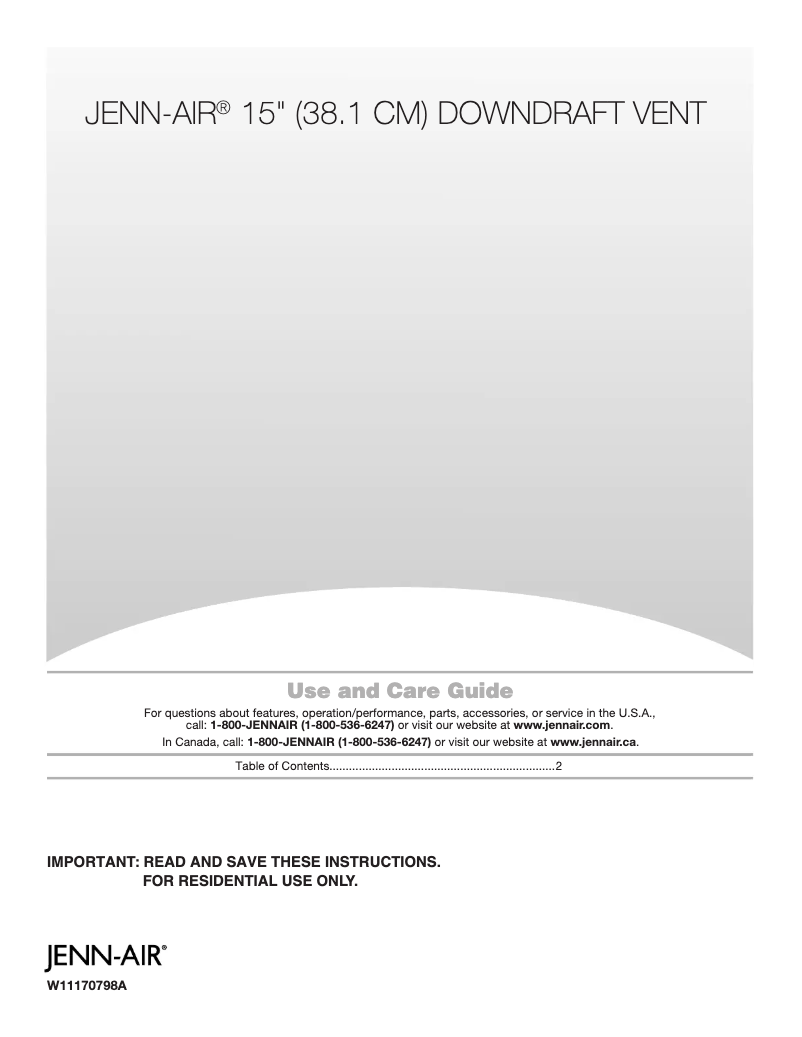 Page n°1 - Manuel d'utilisation et d'entretien JennAir JVD0303GS