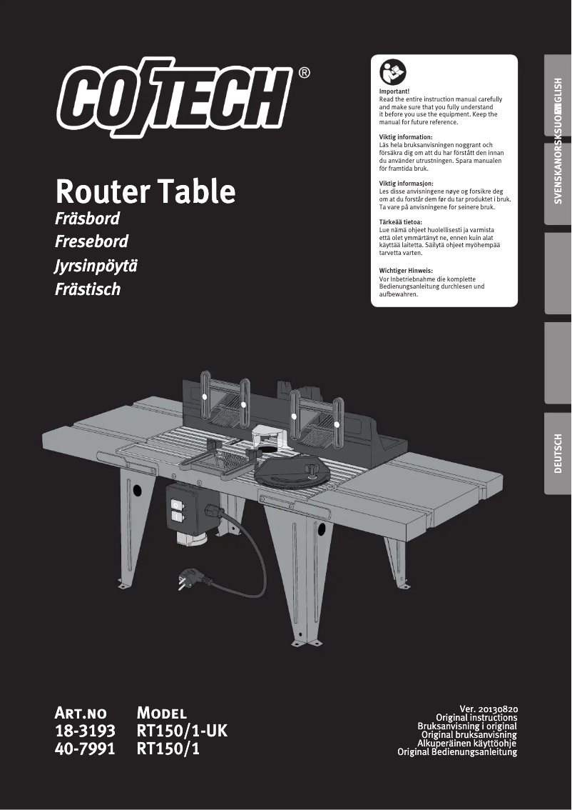 Page 1 de la notice Manuel utilisateur Cotech RT150/1
