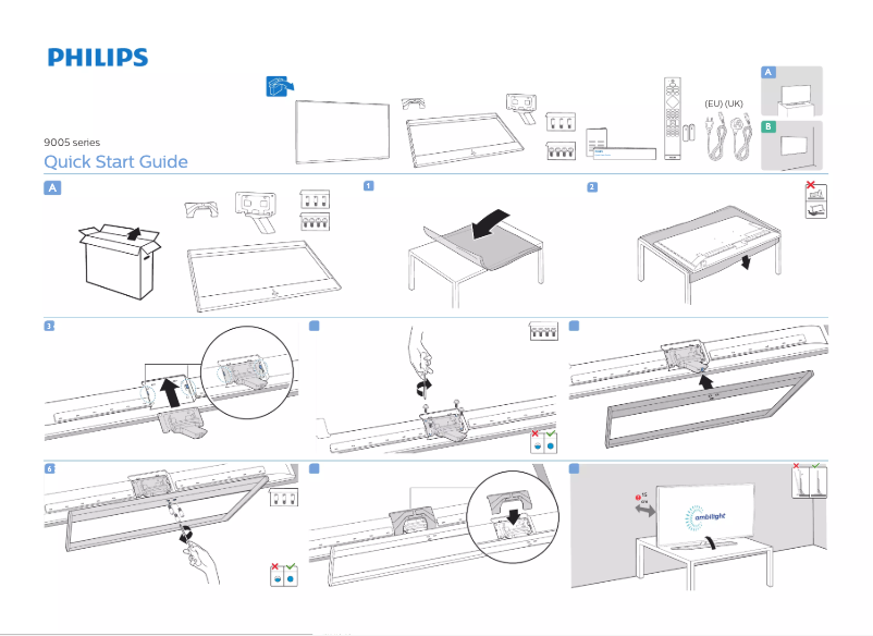 Page 1 de la notice Guide de démarrage rapide Philips 50PUS9005