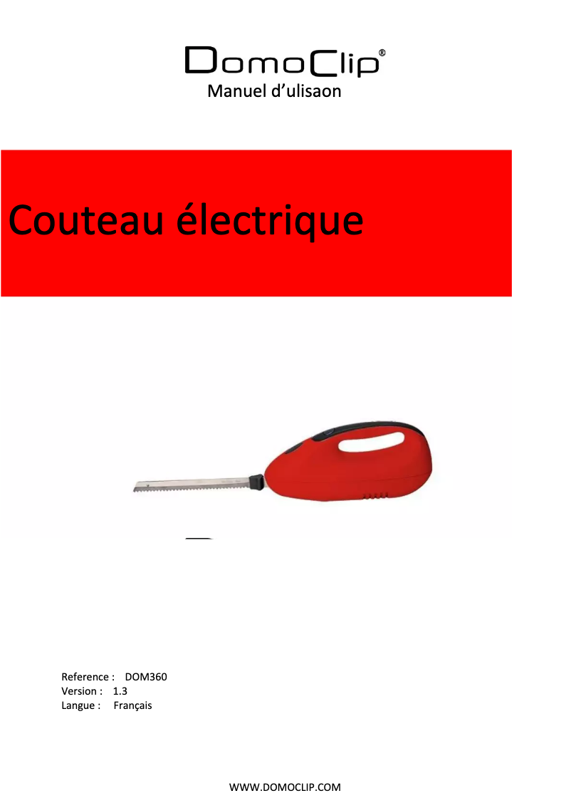 Page 1 de la notice Manuel utilisateur Domoclip DOM360
