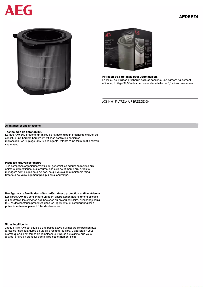 Page n°1 - Manuel utilisateur AEG AFDBRZ4