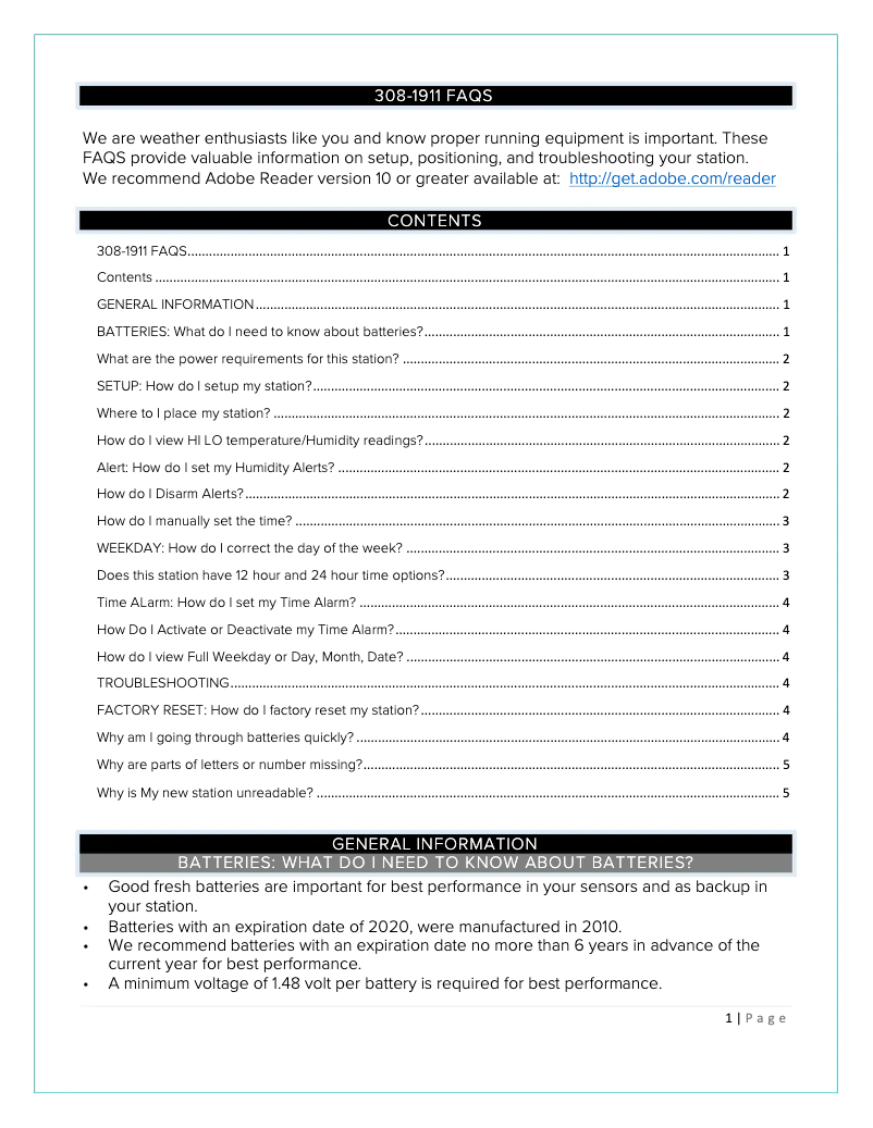 Image de la première page du manuel de l'appareil 308-1911