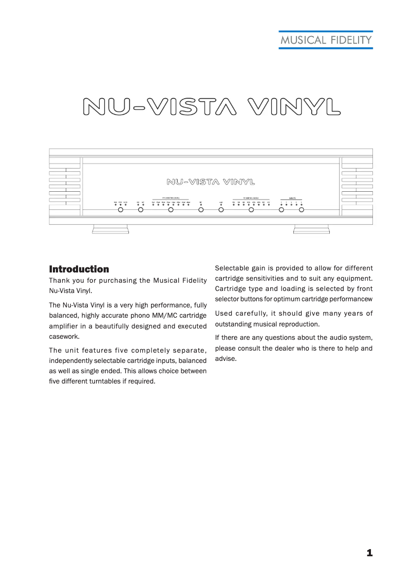 Image de la première page du manuel de l'appareil Nu-Vista Vinyl
