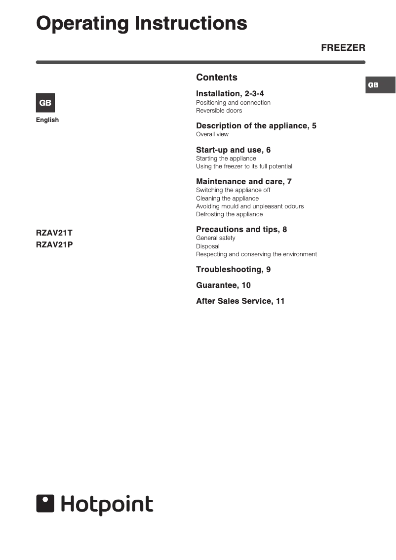 Image de la première page du manuel de l'appareil RZAV21P