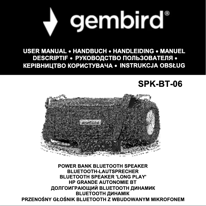 Page 1 de la notice Manuel utilisateur Gembird SPK-BT-06