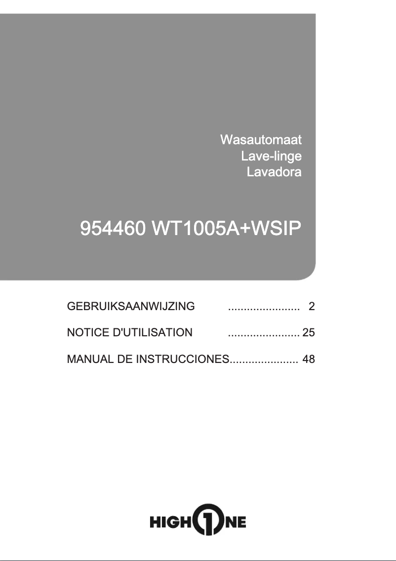 Page n°1 - Manuel utilisateur High One WT 1005 A+ WSIP
