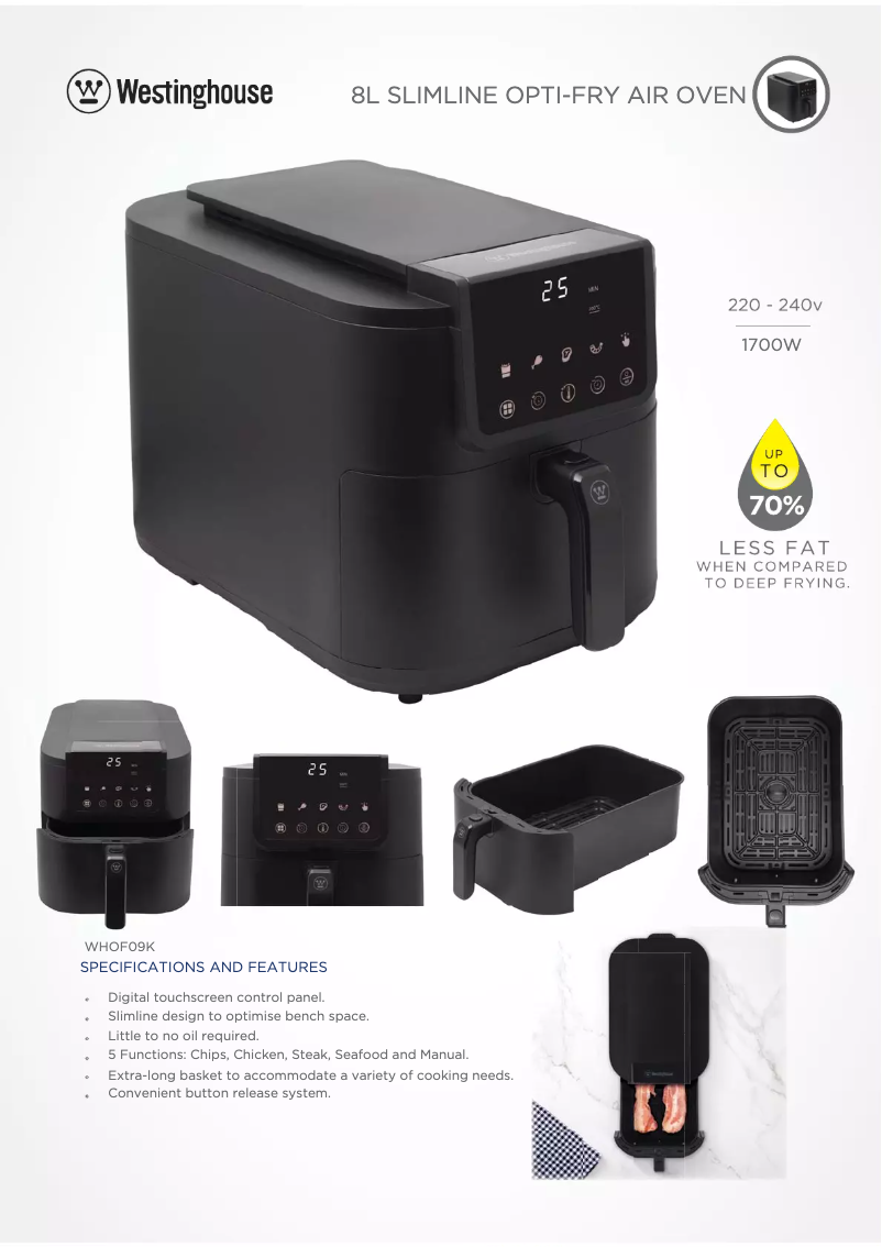 Page 1 de la notice Fiche technique Westinghouse WHOF09K