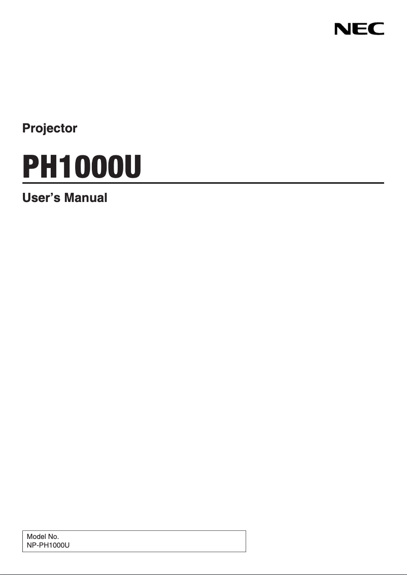Page 1 de la notice Manuel utilisateur NEC PH1000U