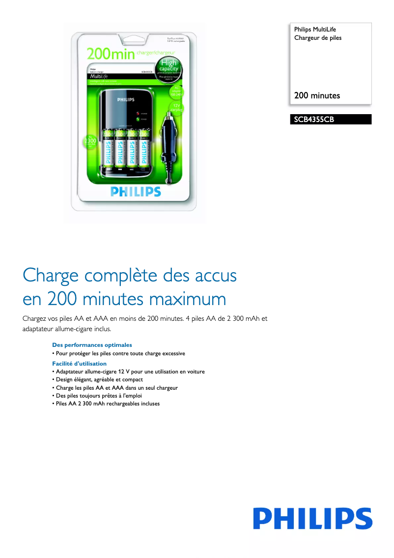 Page n°1 - Fiche technique Philips MultiLife SCB4355CB
