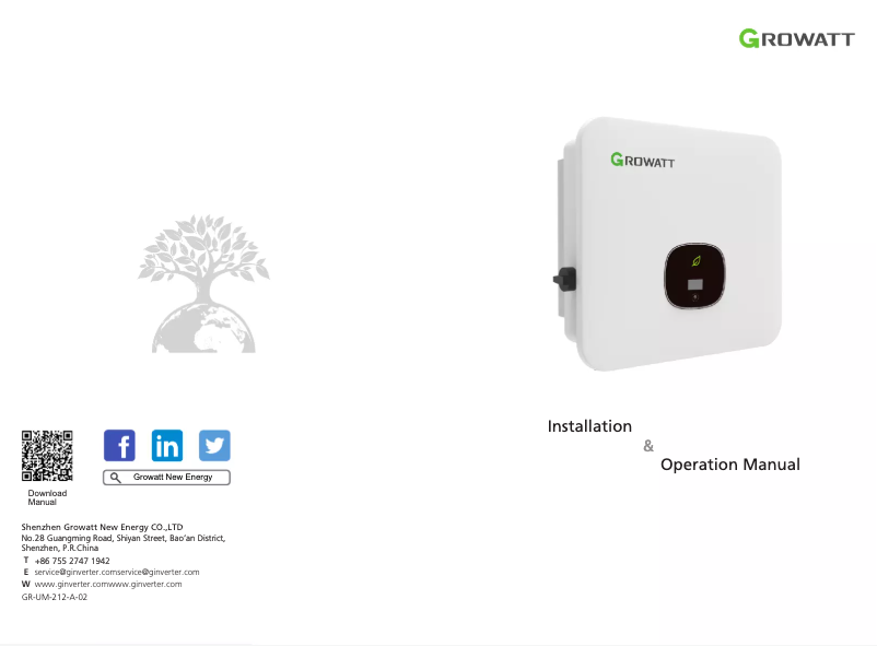 Page 1 de la notice Manuel utilisateur Growatt MOD 11KTL3-X