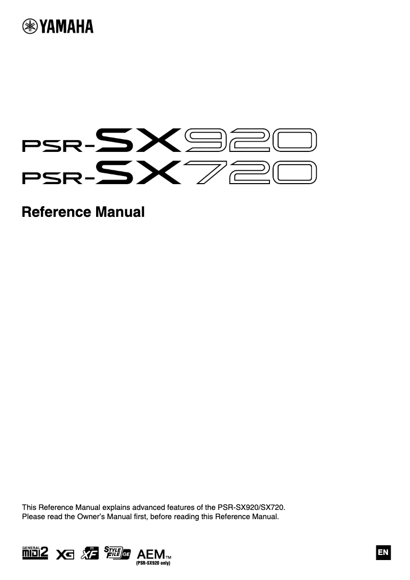 Image de la première page du manuel de l'appareil PSR-SX720