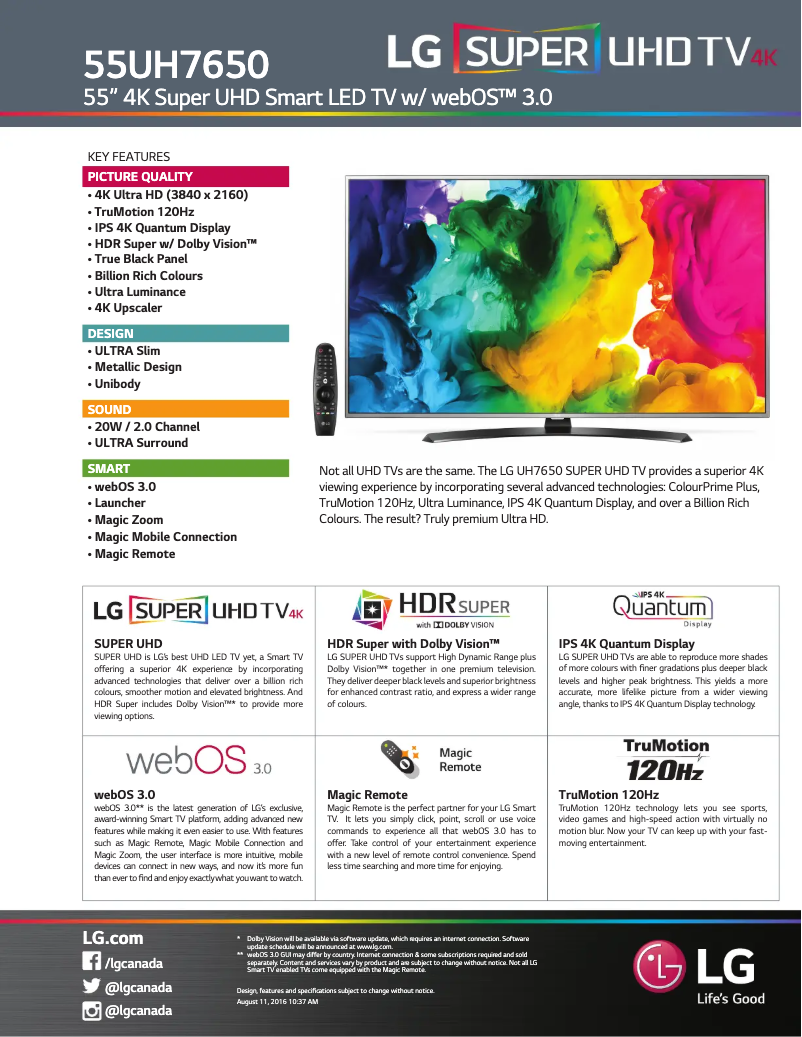 Page n°1 - Fiche technique LG 55UH7650