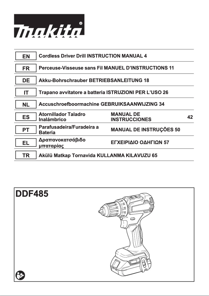 Page 1 de la notice Manuel utilisateur Makita DDF485Z
