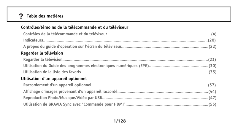 Page 1 de la notice Manuel utilisateur Sony Bravia KDL-32W5840