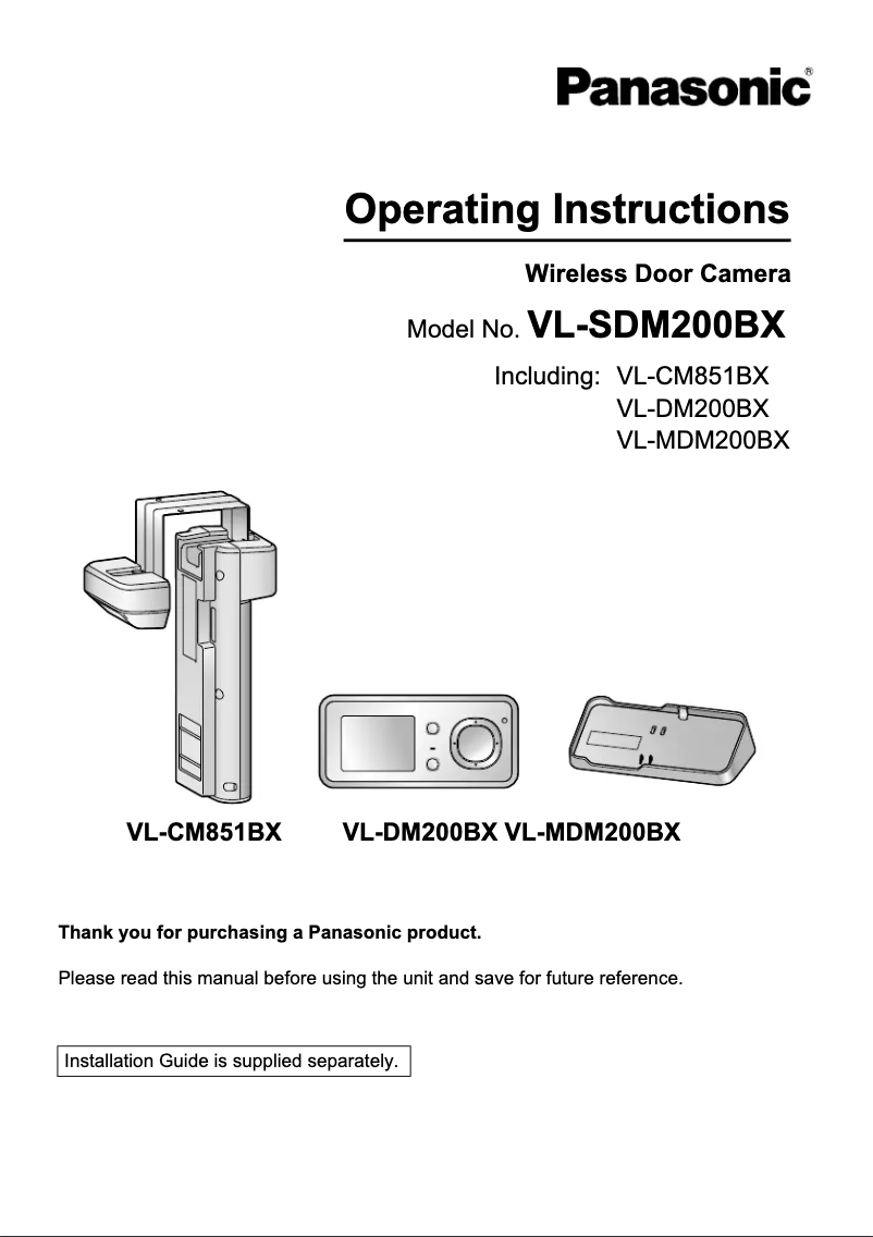 Page 1 de la notice Manuel utilisateur Panasonic VL-SDM200BX