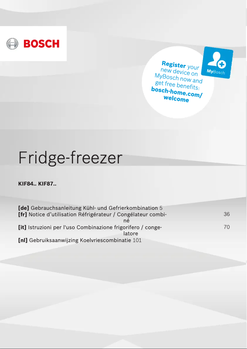 Page n°1 - Manuel utilisateur Bosch KIF87PFE0