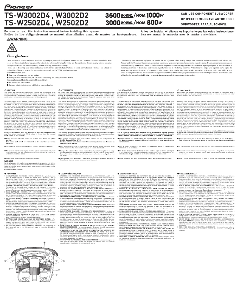 Image de la première page du manuel de l'appareil TS-W2502D2