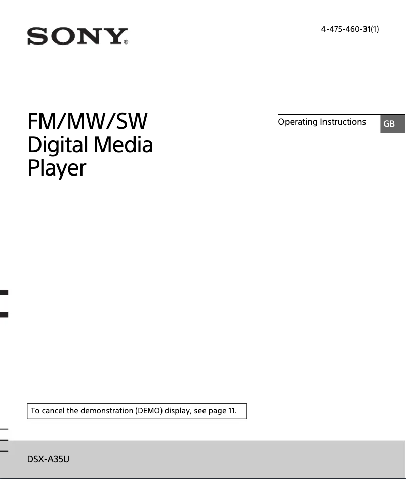 Image de la première page du manuel de l'appareil DSX-A35U