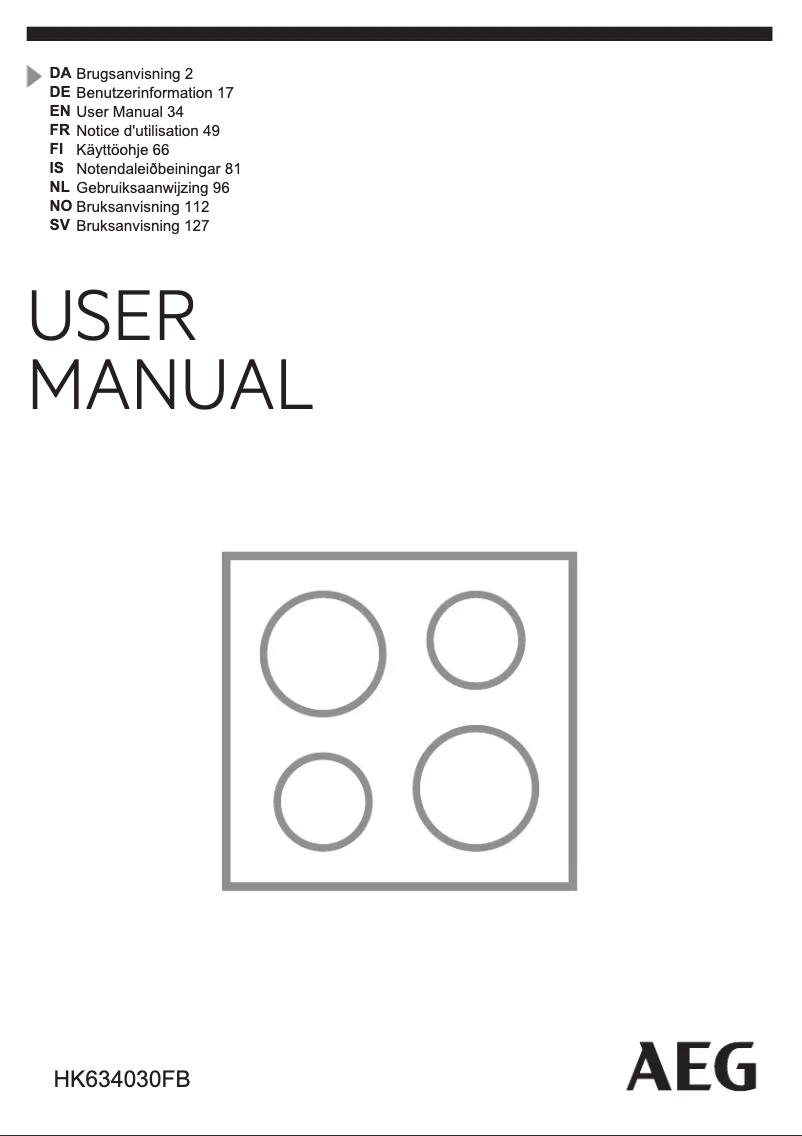 Page n°1 - Manuel utilisateur AEG HK634030FB