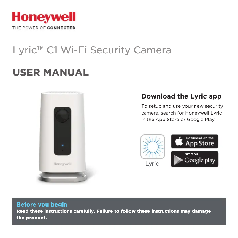 Page n°1 - Manuel utilisateur Honeywell Lyric C1 Wi-fi