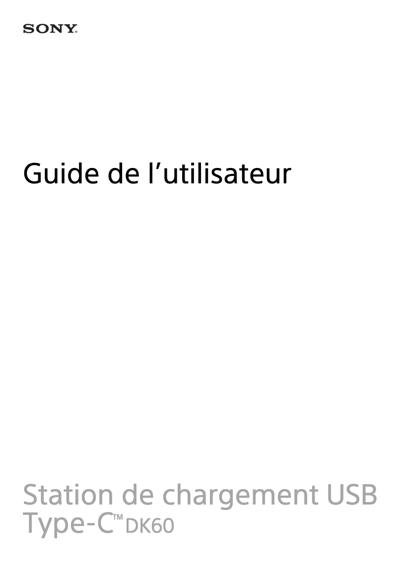 Page 1 de la notice Manuel utilisateur Sony DK60