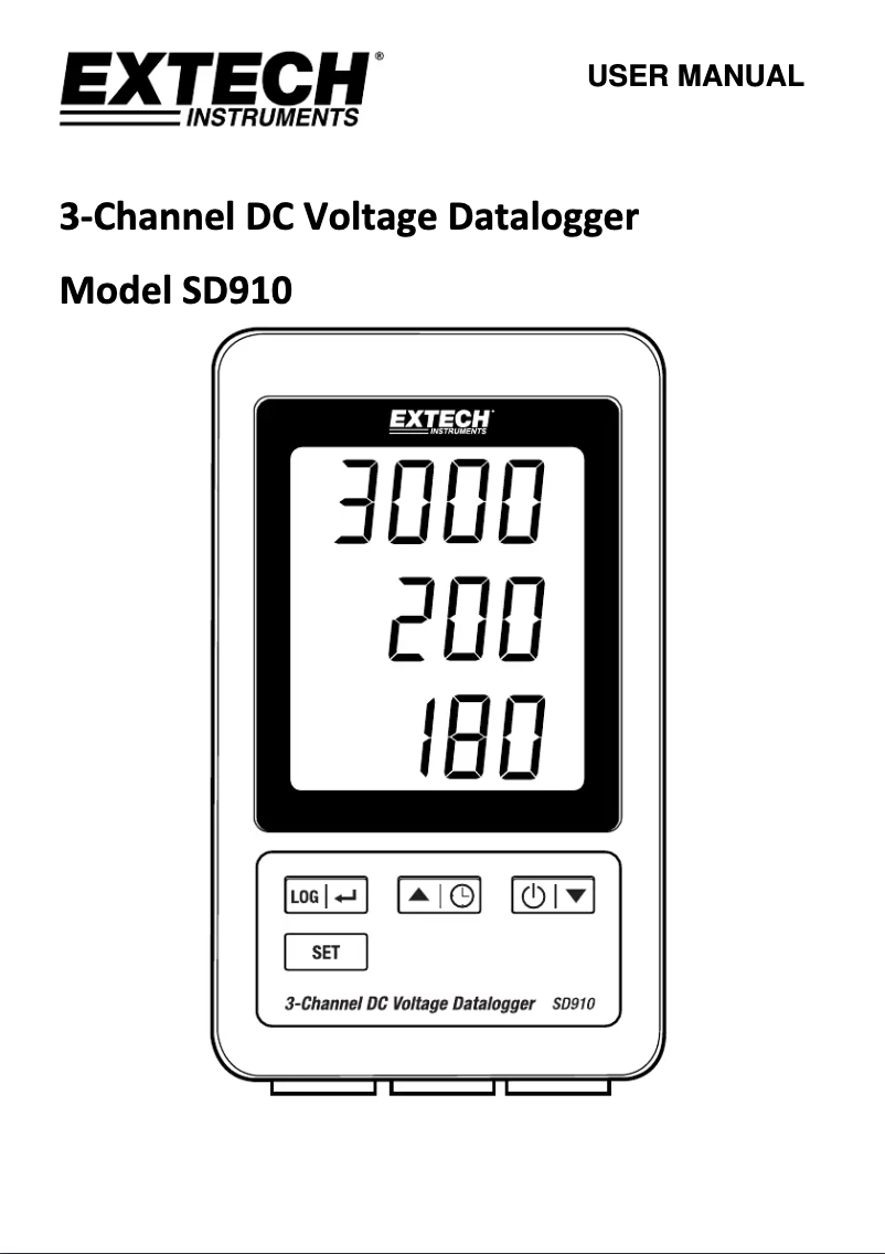 Page 1 de la notice Manuel utilisateur Extech SD910