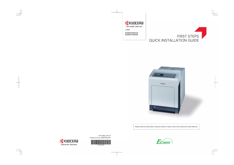 Image de la première page du manuel de l'appareil ECOSYS P7035cdn