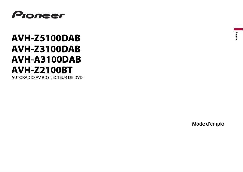 Page n°1 - Manuel utilisateur Pioneer AVH-Z5100DAB