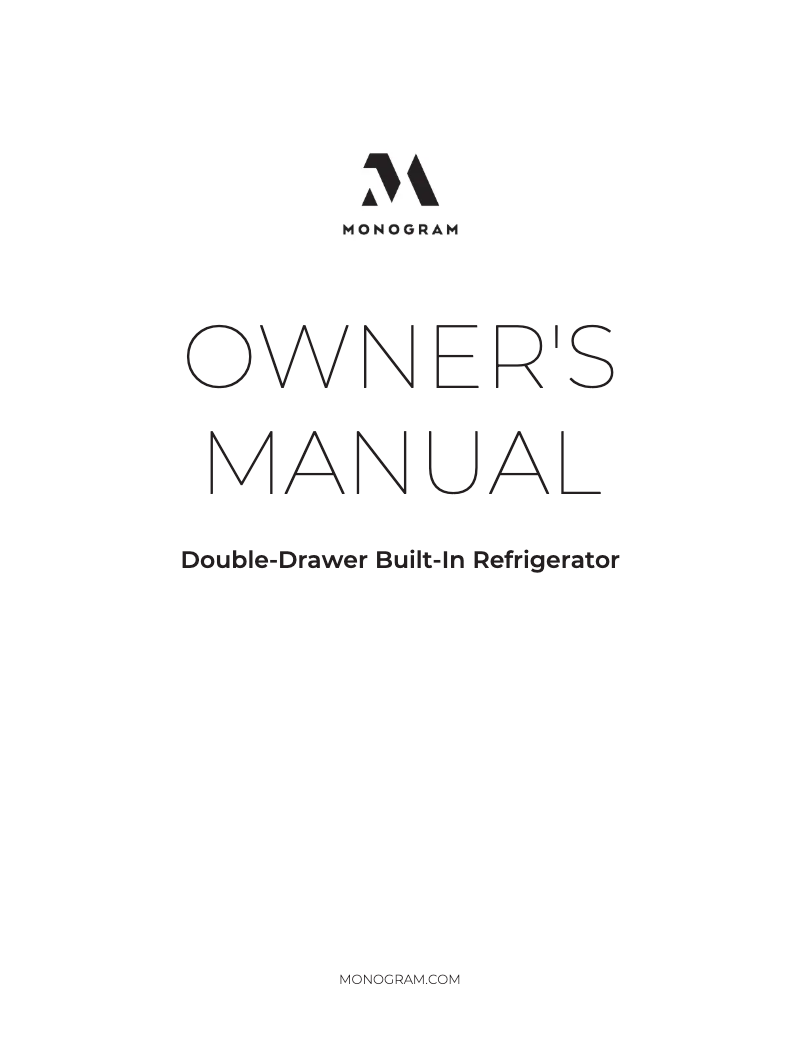Page 1 de la notice Manuel d'utilisation et d'entretien Monogram ZIDS240NSS