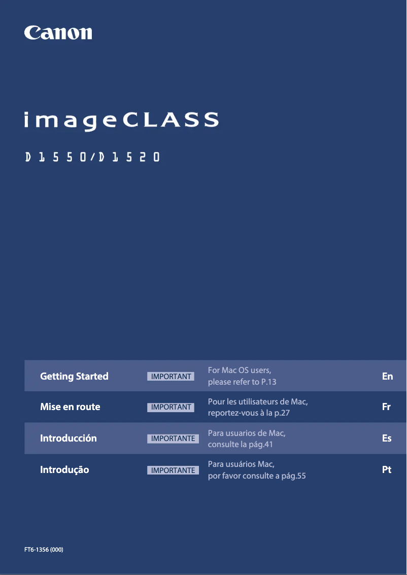 Image de la première page du manuel de l'appareil imageCLASS D1520