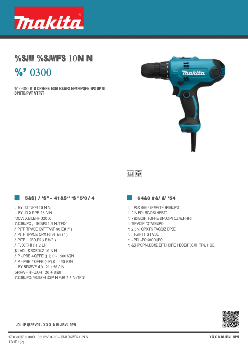 Page n°1 - Fiche technique Makita DF0300